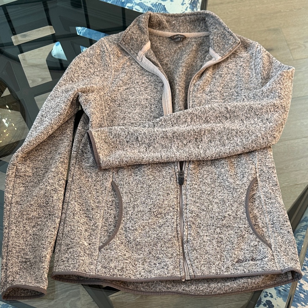 Eddie Bauer Women's Gray Heathered Zip-Up Jacket